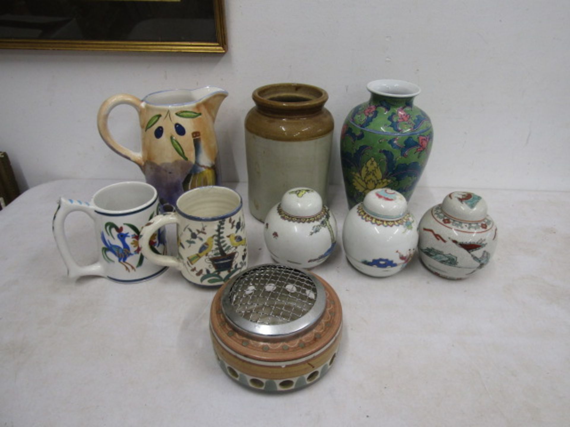Palestine mug Chinese ginger jars and various jugs/ceramics