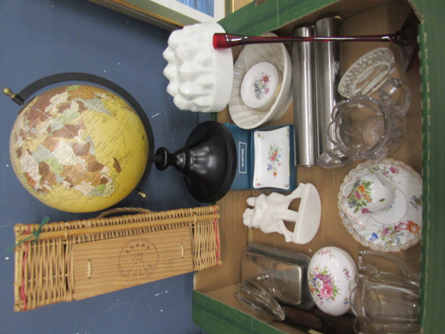 collectables inc wine basket, ceramics, globe etc