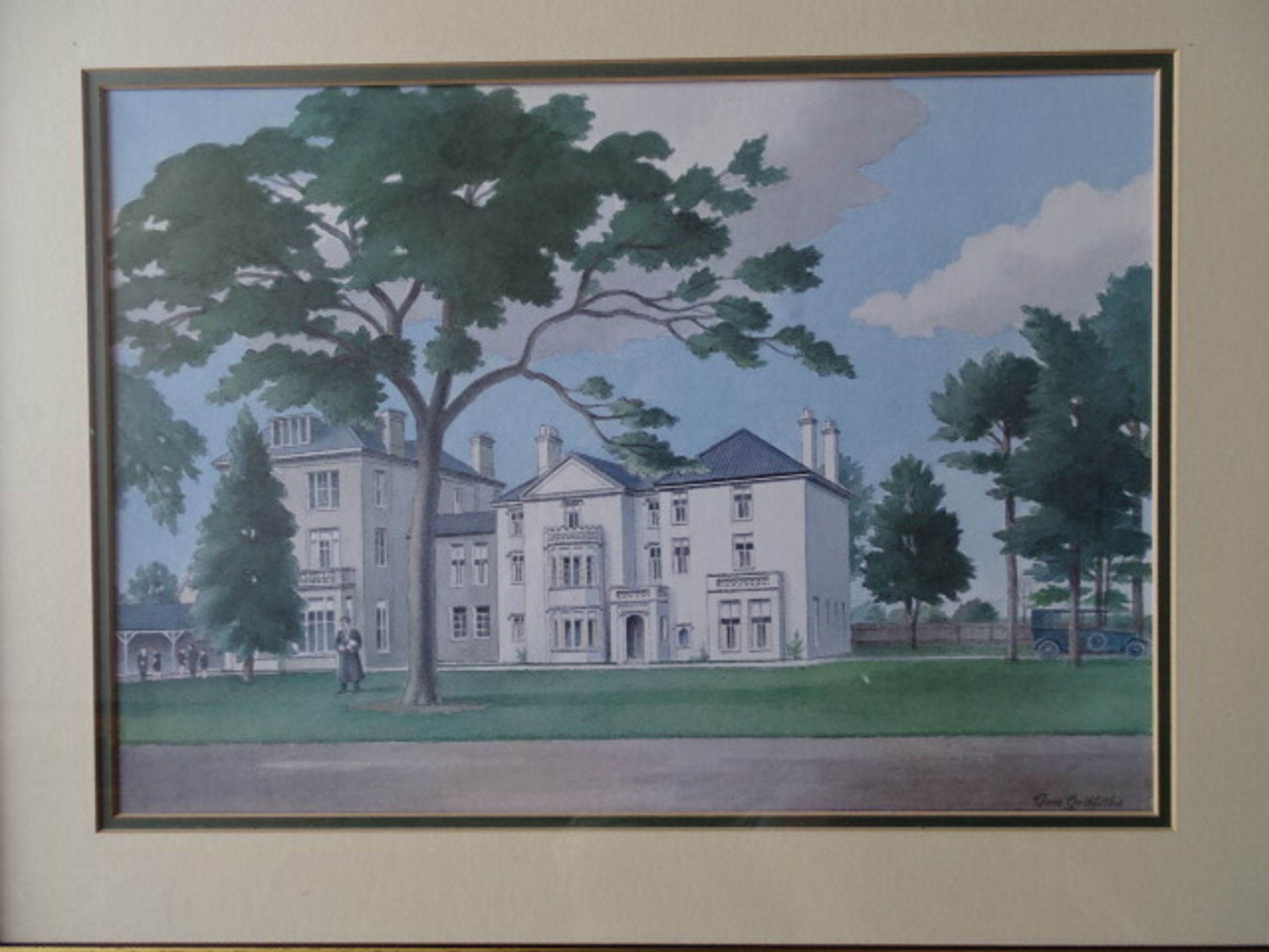 Oil on canvas of a pub signed N.W (58cm x 87cm approx) and a framed print of a house - Image 2 of 6