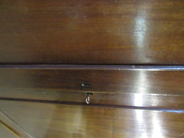 Mahogany linen press/cupboard with brass handles (needs some restoration, beading missing around - Image 11 of 13