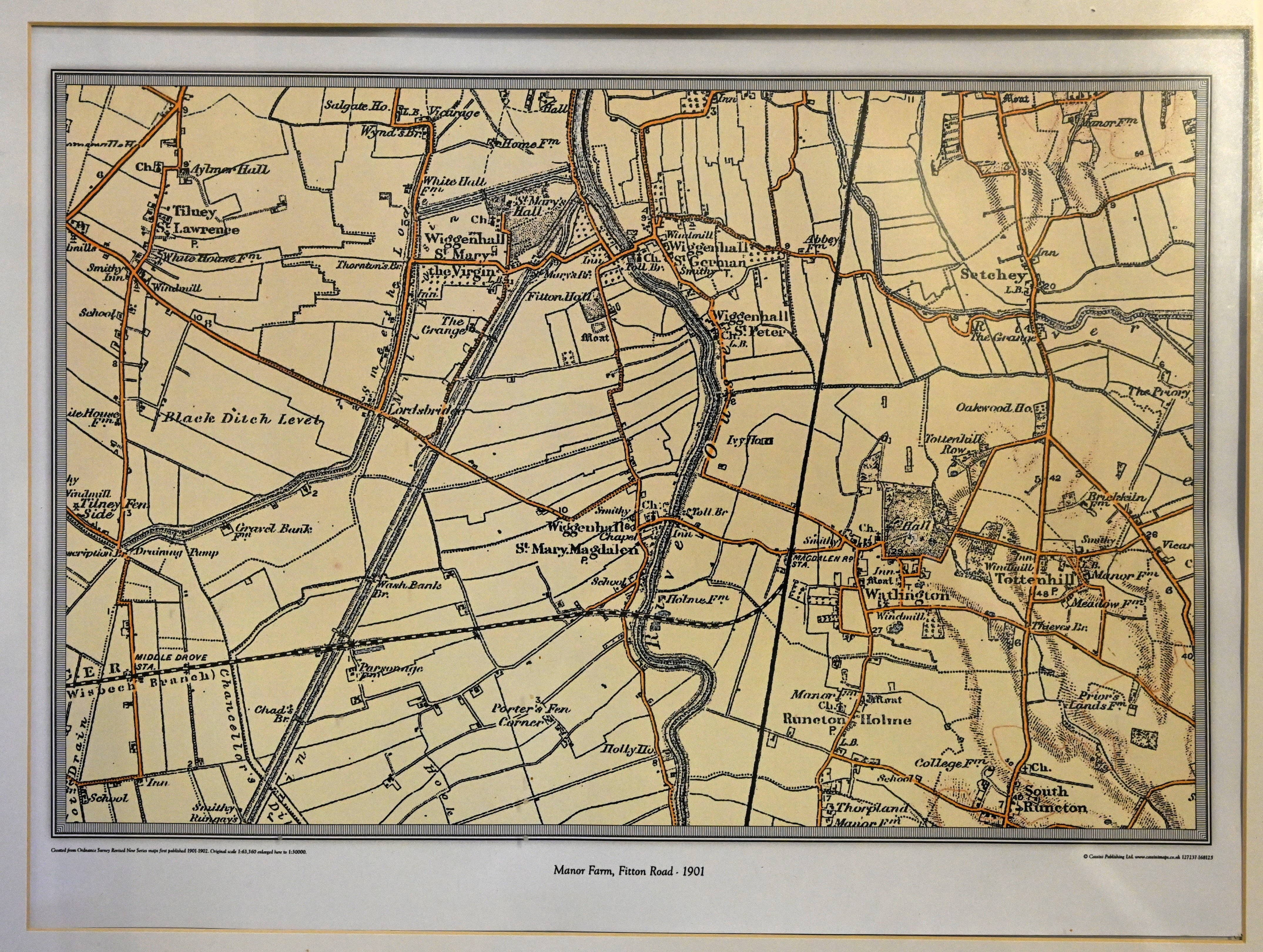 Four framed OS maps dated circa 1901-1904 of Wiggenhal St. Peter area - Image 6 of 6