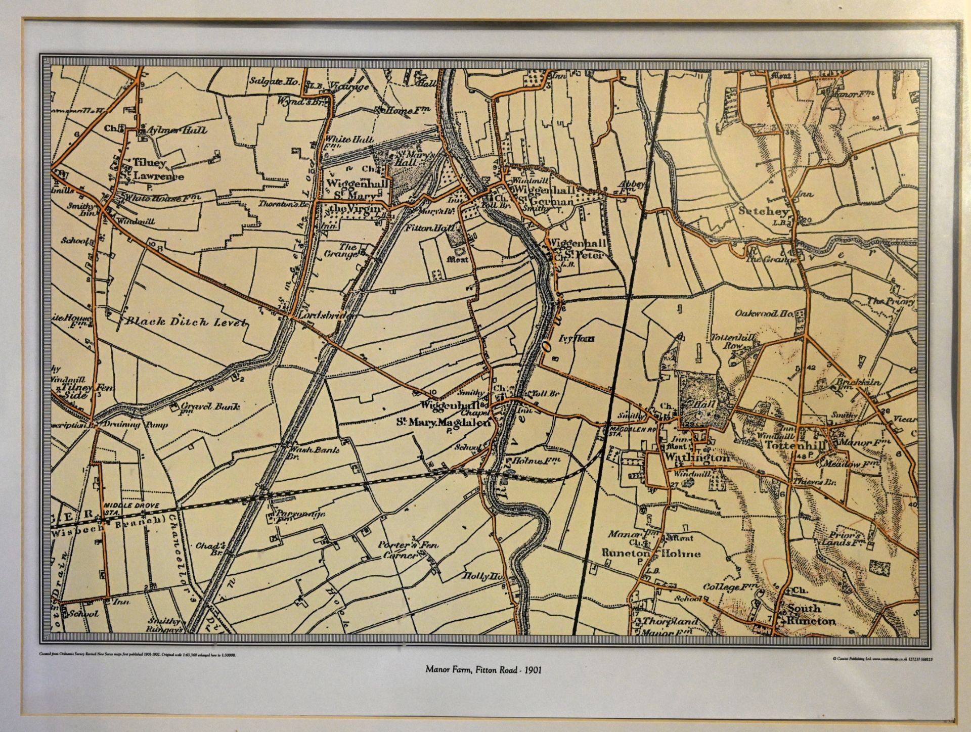 Four framed OS maps dated circa 1901-1904 of Wiggenhal St. Peter area - Image 6 of 6