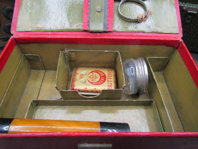 Antique sewing boxes inc Victorian fold out box - Bild 9 aus 17
