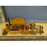 Treen boxes, pots and plaques etc