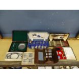 Cutlery sets and vintage men's vanity case etc