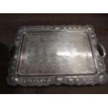A silver plated tray presented by the P&B District railway no.3 contract to miss Everett Stewart