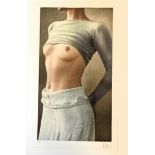 Willi Kissmer (German 1951-2018): nude torso limited edition coloured etching signed in pencil 84/