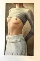 Willi Kissmer (German 1951-2018): nude torso limited edition coloured etching signed in pencil 84/