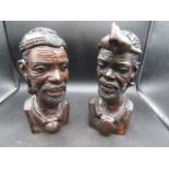 2 heavy carved busts 30cmH