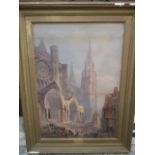 Chartres Cathedral print on board in plaster frame 61x83cm