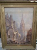 Chartres Cathedral print on board in plaster frame 61x83cm