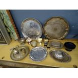 Silver plated butter dish and jugs etc