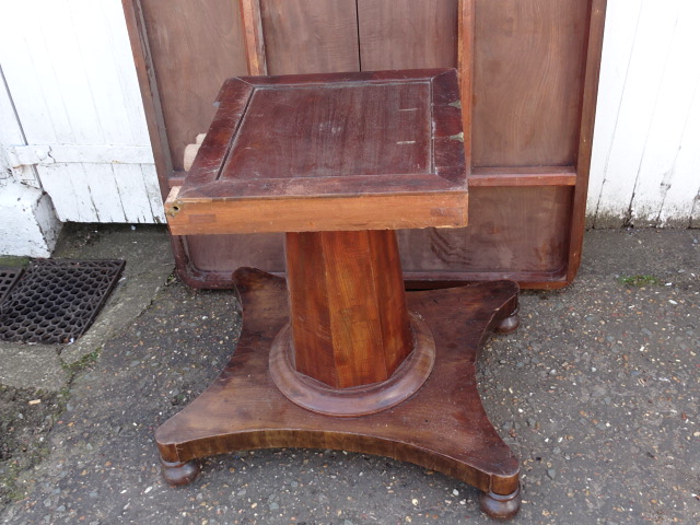 Mahogany tilt top dining table (missing brass screws, some woodworm to pedestal base and top needs - Image 6 of 6