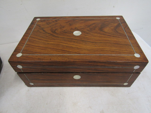 2 antique sewing boxes one with contents - Image 6 of 10