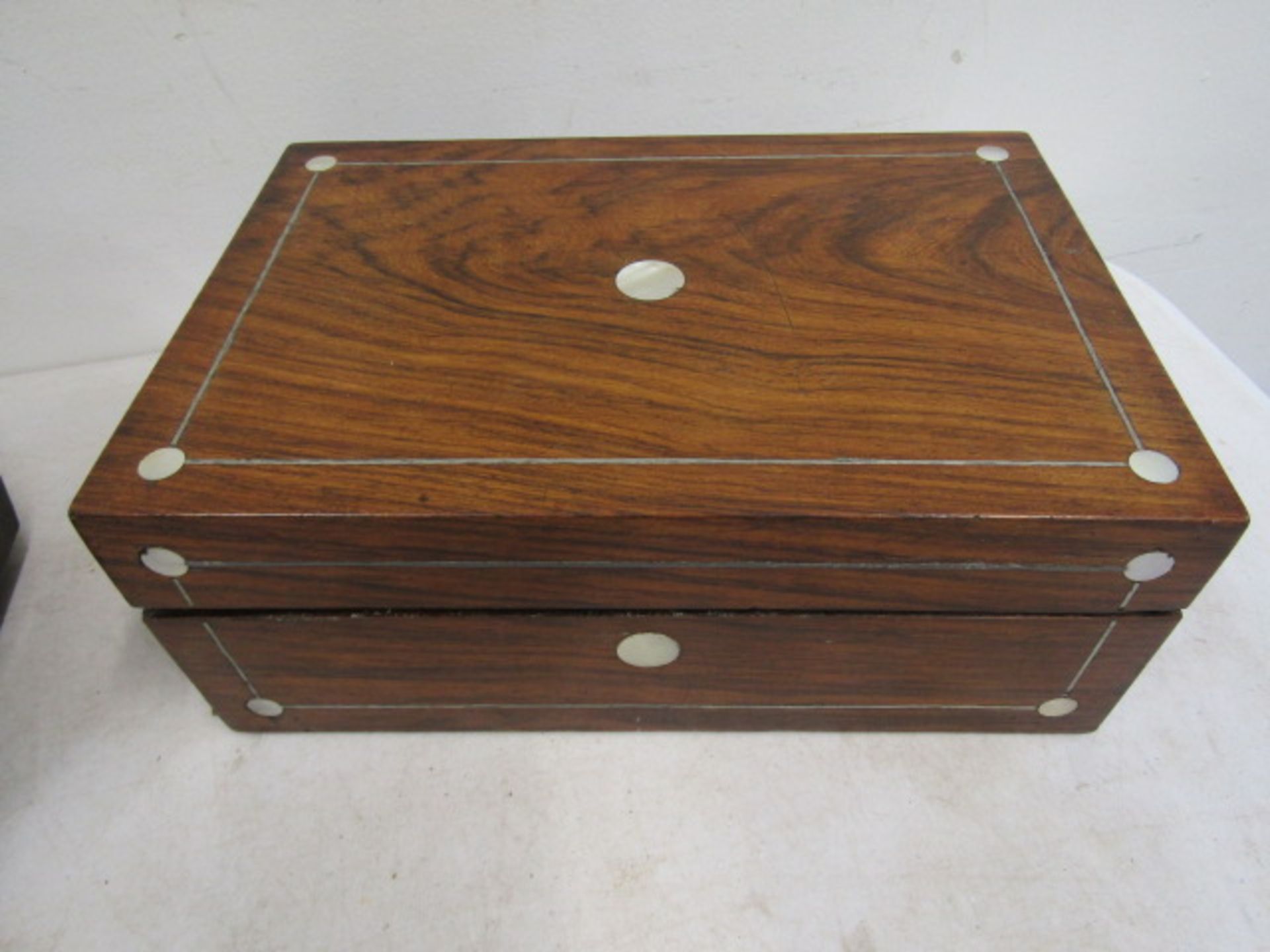 2 antique sewing boxes one with contents - Image 6 of 10