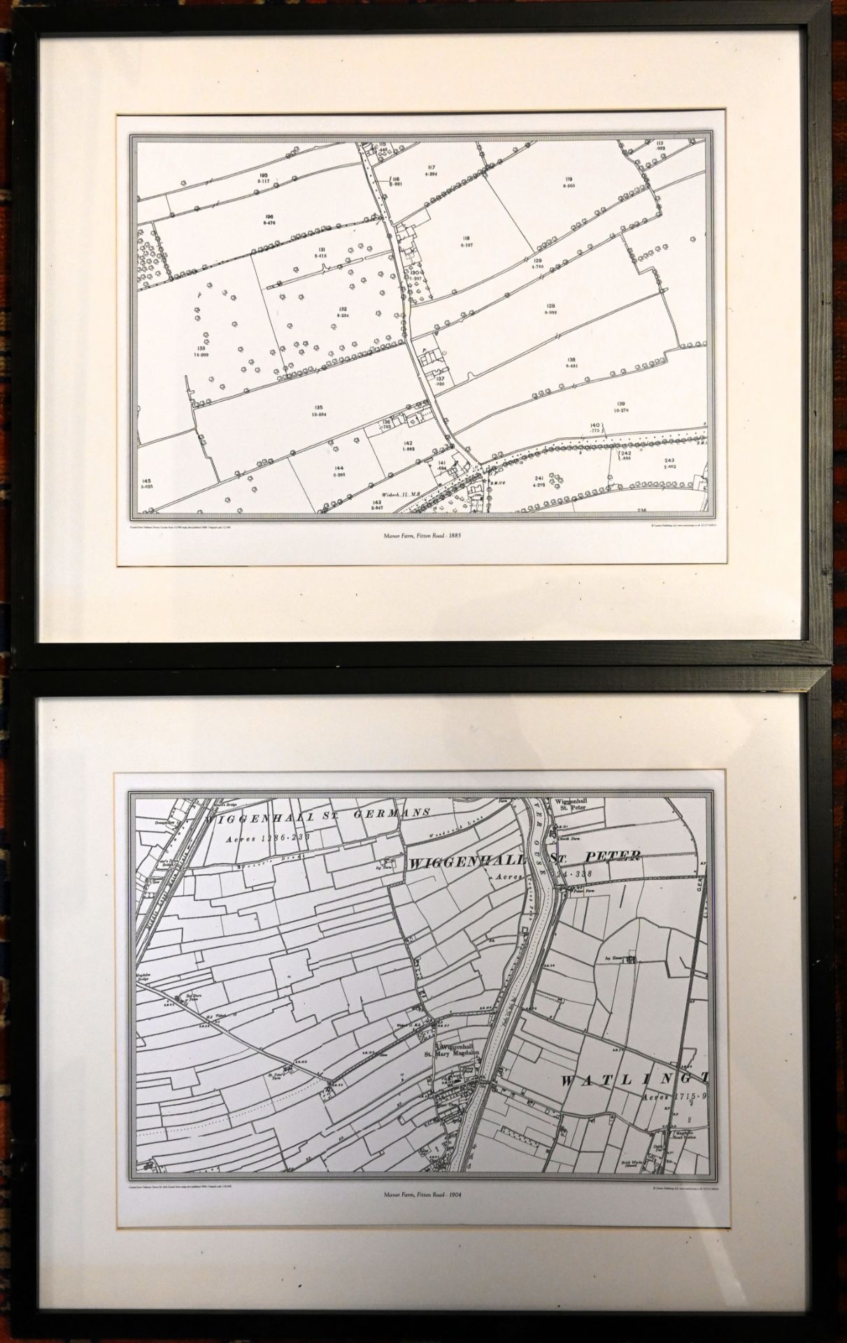 Four framed OS maps dated circa 1901-1904 of Wiggenhal St. Peter area - Image 3 of 6