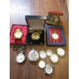 Various pocket watches and travelling clock