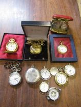 Various pocket watches and travelling clock