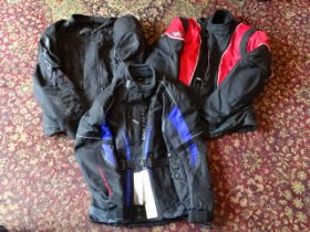 3 Motorcycle jackets to include Akito (large) and Buffalo (XX Small new with tags)