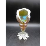 Loetz - An early 20th Century glass vase formed as a conch shell in the Creta Papillon pattern