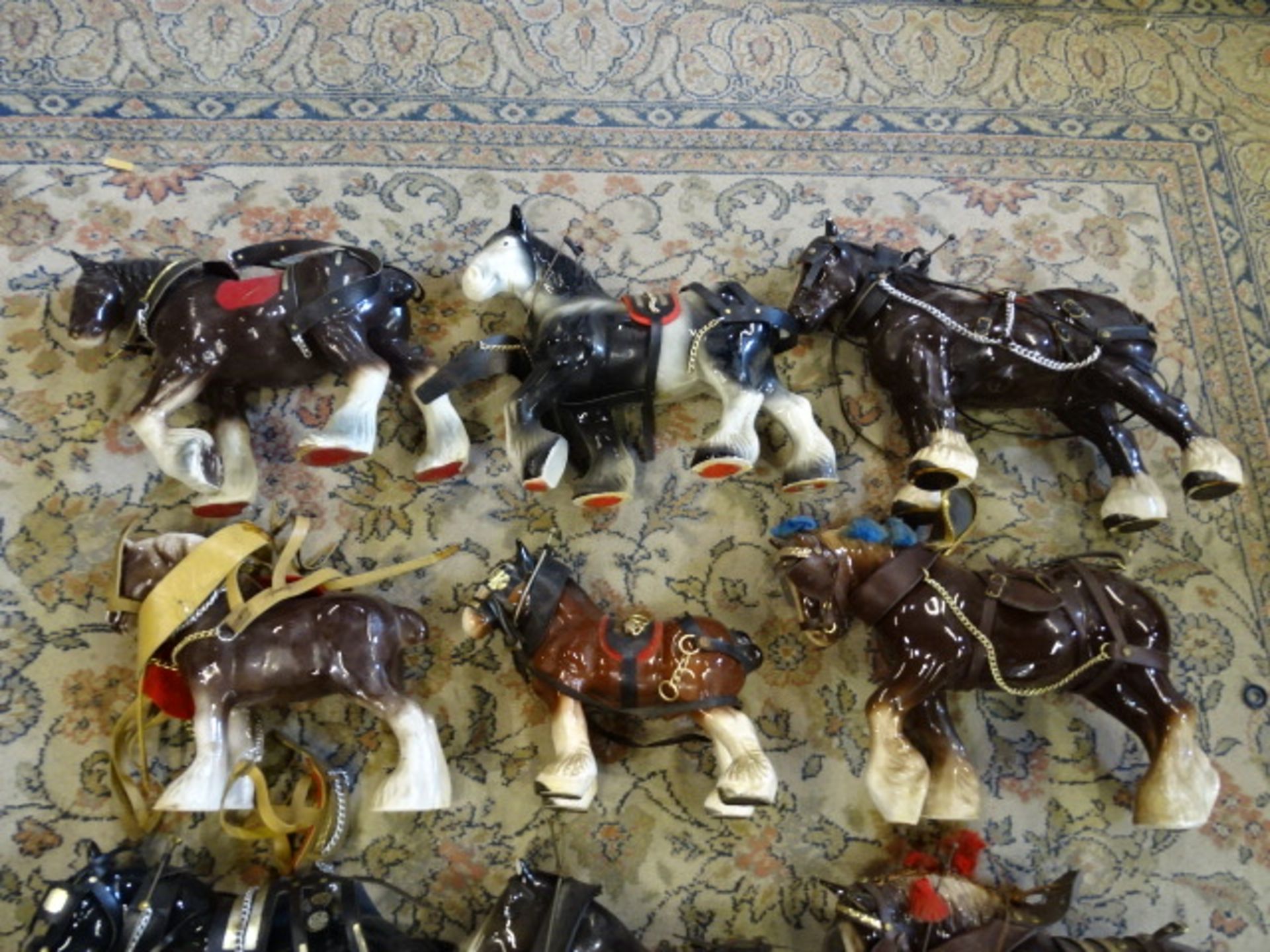 Collection of Shire horses and carts (some horses have missing ears etc and most carts are in need - Image 3 of 10