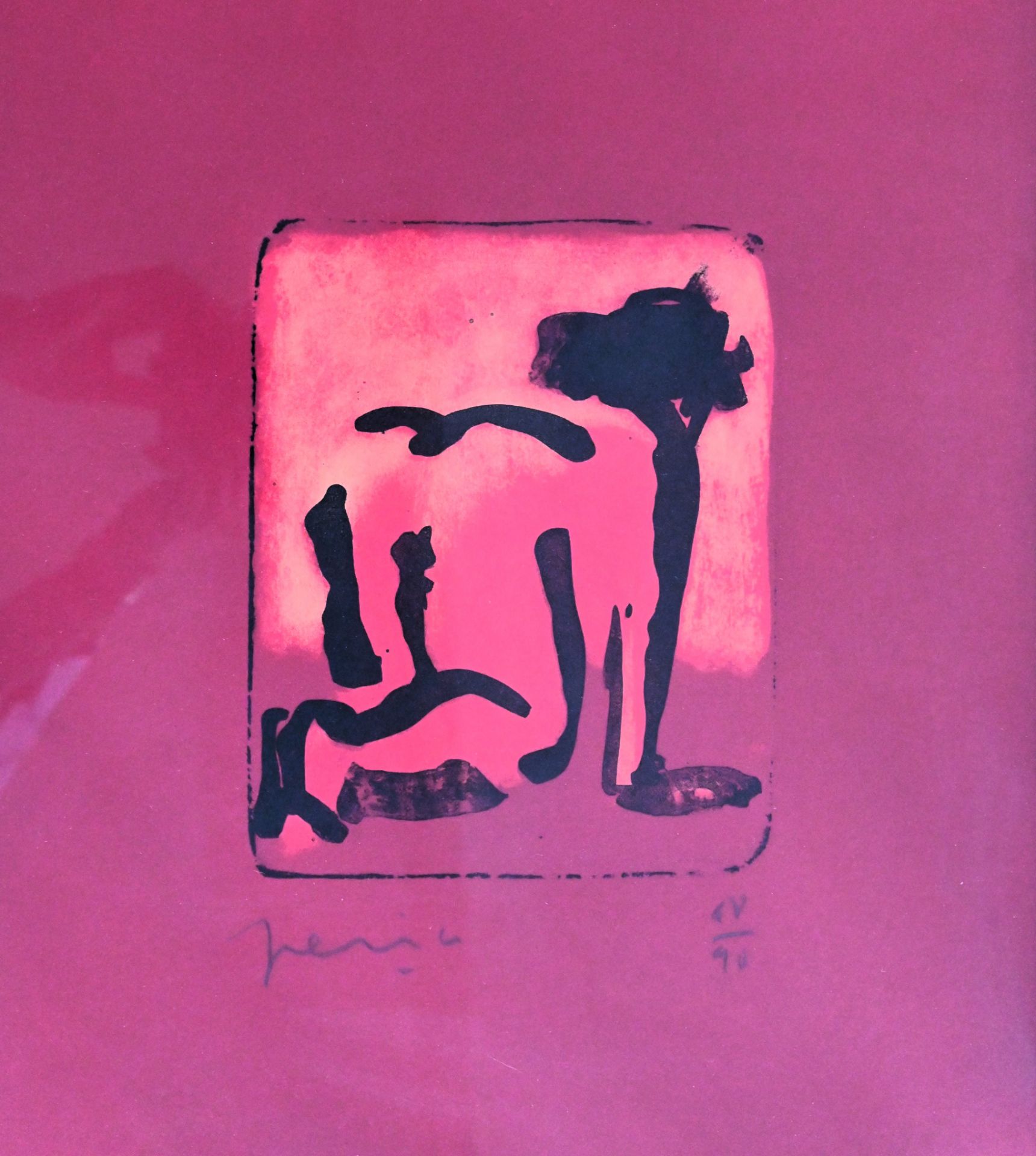 Nude study Etching on red paper no. 68/90 artist unknown - Image 2 of 2