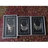 3 Framed Thai silver? necklaces