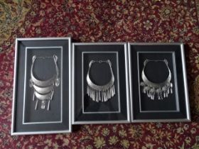 3 Framed Thai silver? necklaces