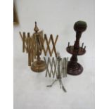 vintage wooden yarn winder and one metal and bobbin stand