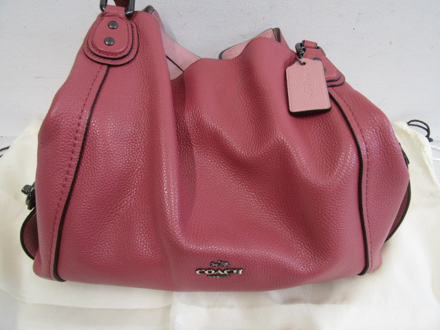 Coach pink pebble leather tote bag with dust bag - Image 2 of 7