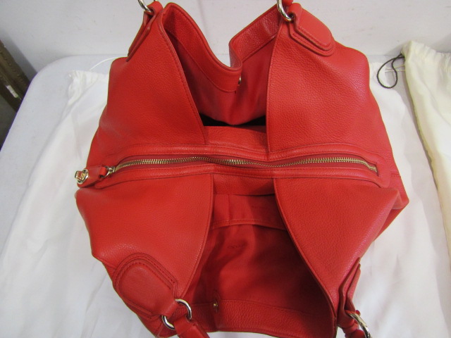 Coach red pebble leather tote bag with dust bag - Image 3 of 5