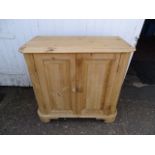 Pine 2 door cupboard H83cm W90cm D45cm approx