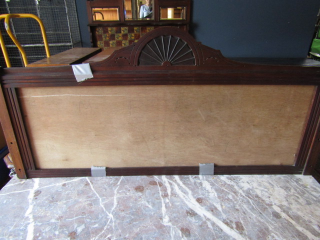 A washstand with marble top back has no tiles, one caster missing - Image 5 of 5