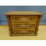 Miniature oak 3 drawer chest H29cm W37cm D19cm approx