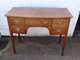 Mahogany inlaid dressing table with brass handles H93cm W113cm D52cm approx