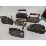 6 large and heavy tailor gas irons to incl 2x T H Booth & Sons, 2x James Keith Blackman Ltd