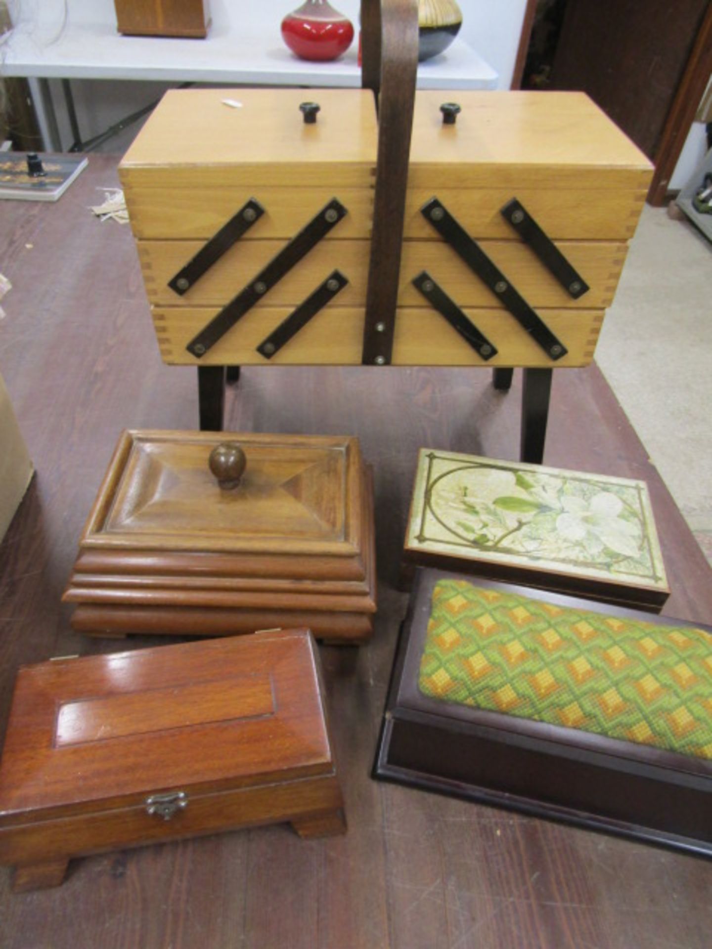 Sewing boxes, one cantilever plus 2 pictures