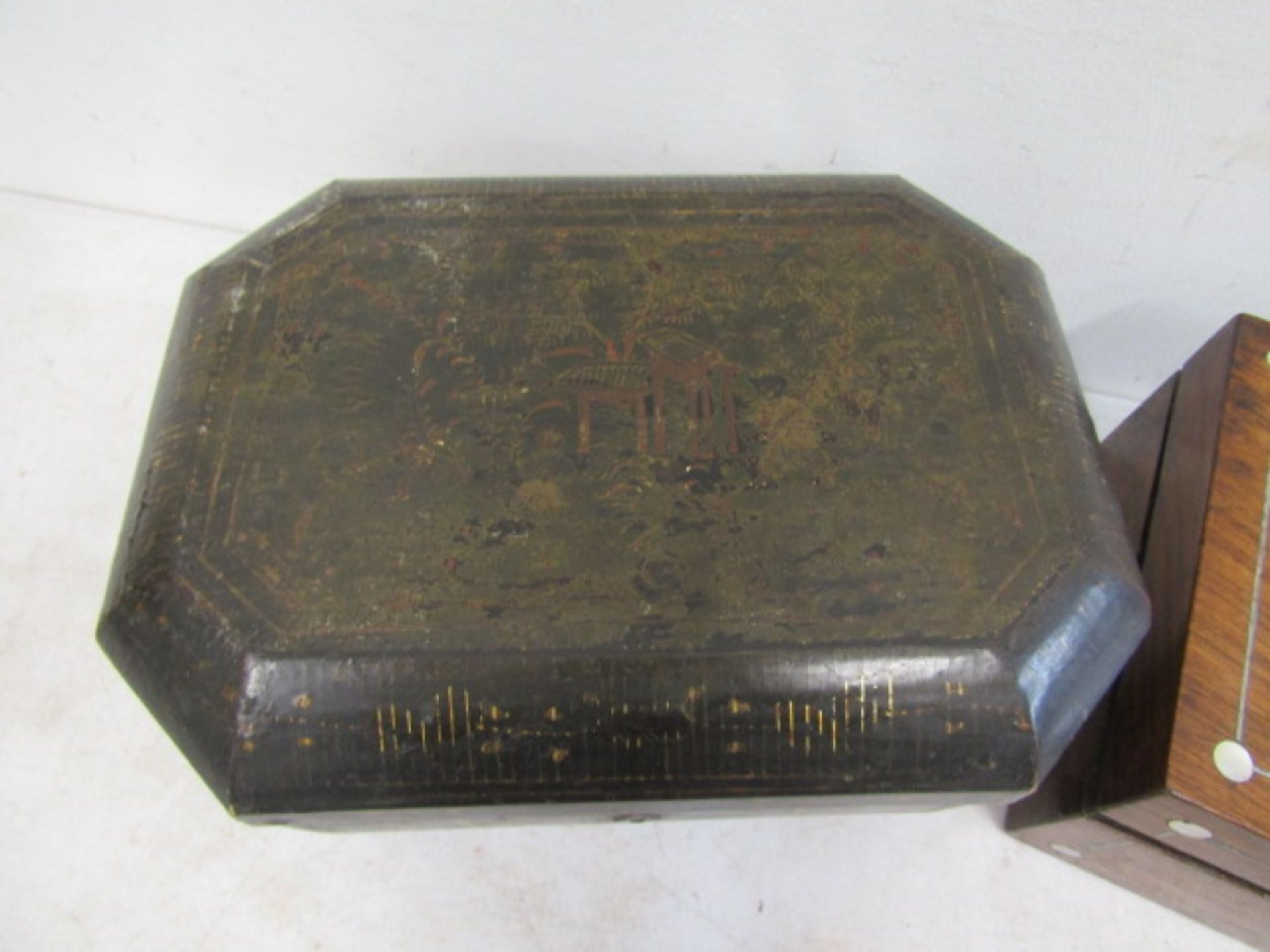 2 antique sewing boxes one with contents - Image 3 of 10