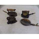 4 assorted gas irons to incl The Flower circa 1920's, Lyng rd 74378, The Premier and Beecrofts J