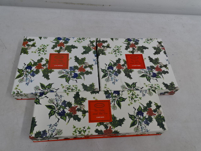Portmeirion 'The Holly and the Ivy' boxed teaspoons, pastry forks and cake slice - Bild 2 aus 5