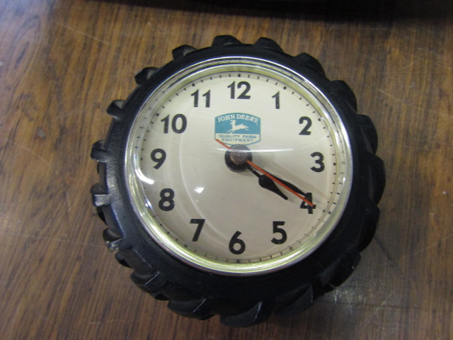 mini John Deere tyre clock and a larger tyre clock - Image 2 of 3