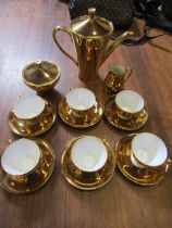 A German gold coloured coffee set for 6