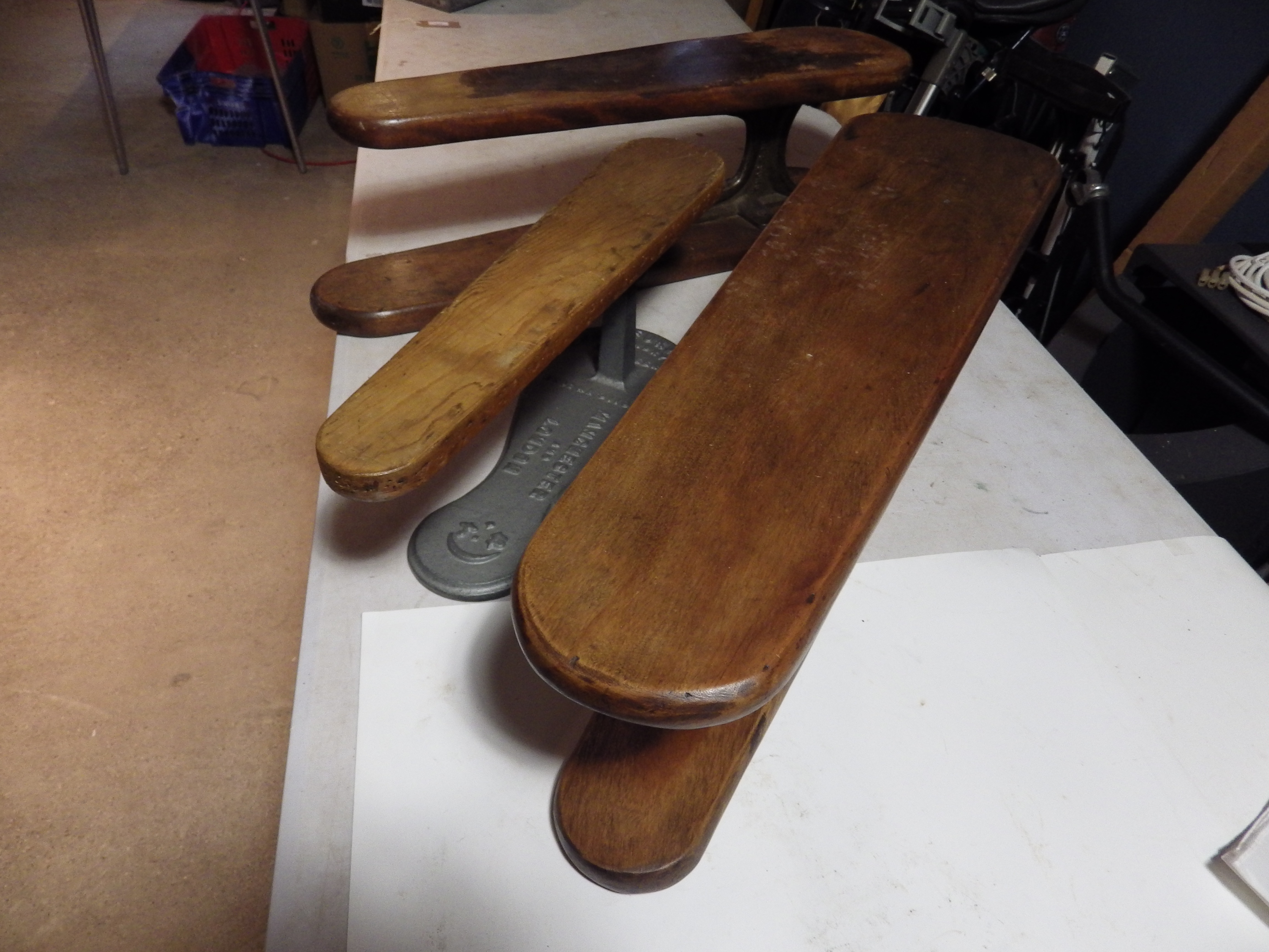 3 sleeve ironing boards - 2 wood sleeves measuring approx 78cm and 67cm plus T Bradford & Son - Image 2 of 4