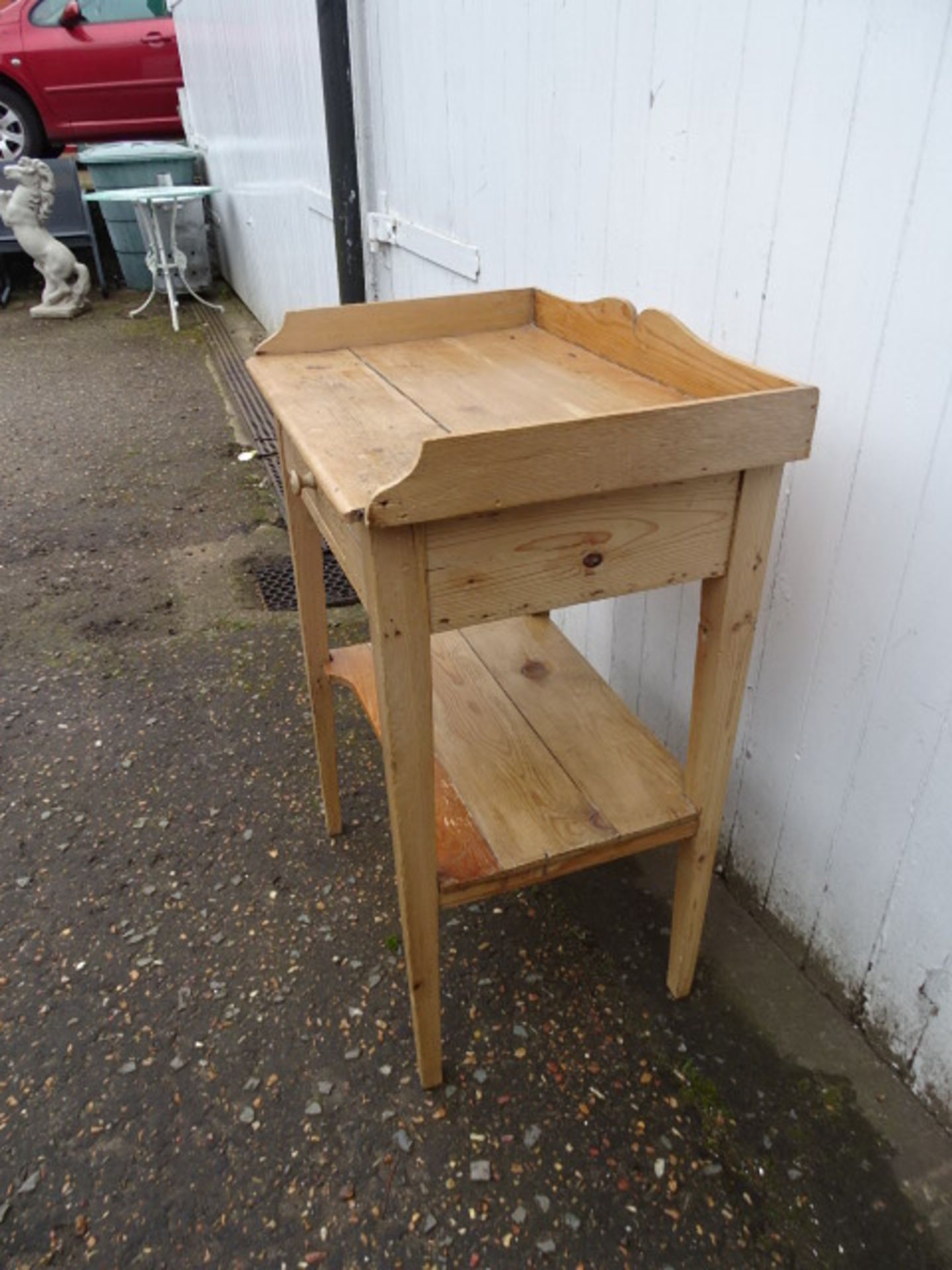 Vintage pine wash stand with drawer H87cm W61cm D43cm approx - Image 3 of 3