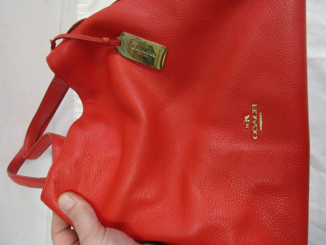Coach red pebble leather tote bag with dust bag - Image 2 of 5