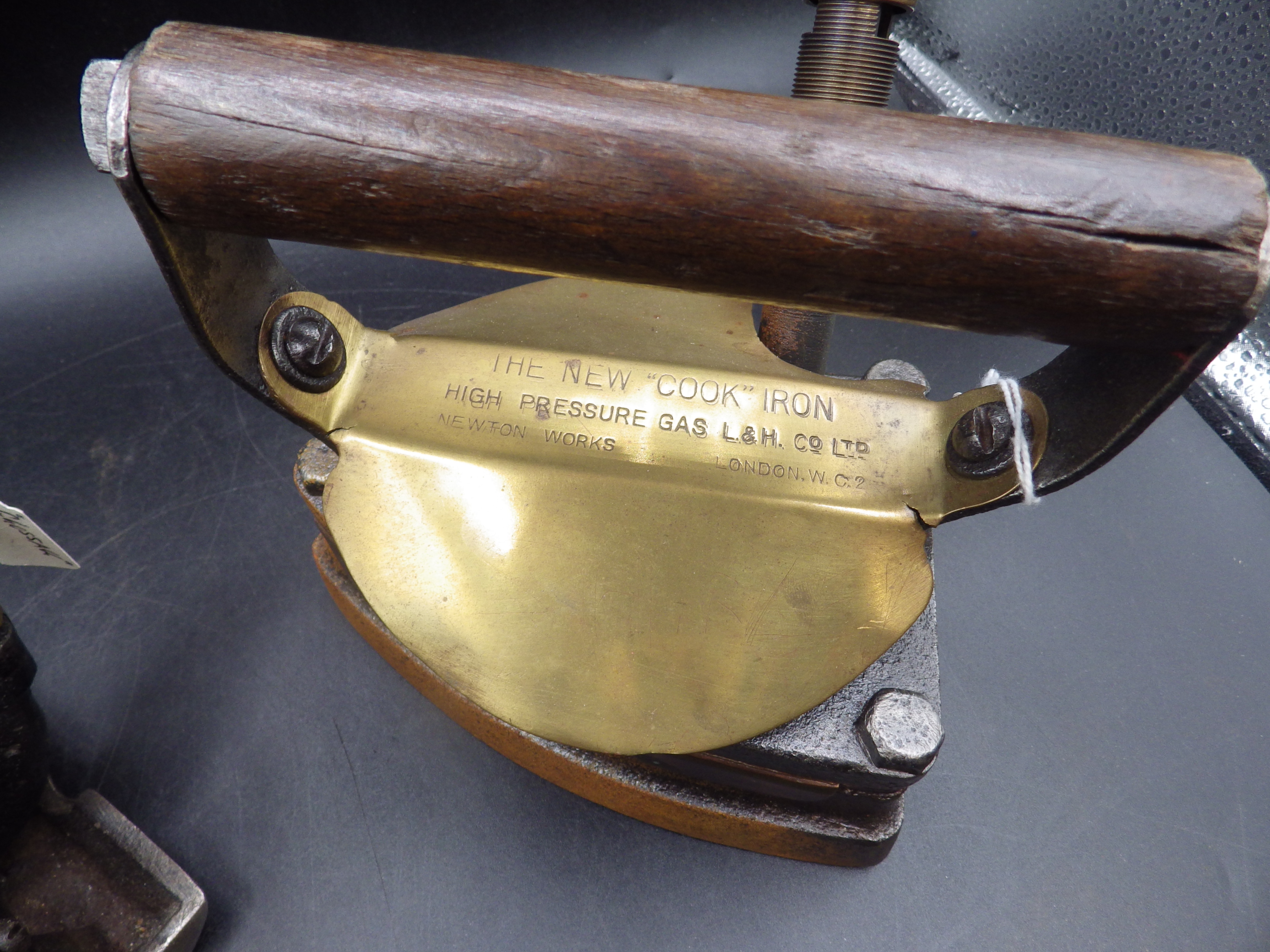 The L & H Co Ltd New "Cook" high pressure gas iron with brass shield together with the Glossall - Image 3 of 5