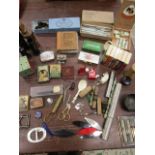 Collection of vintage and antique sewing implements