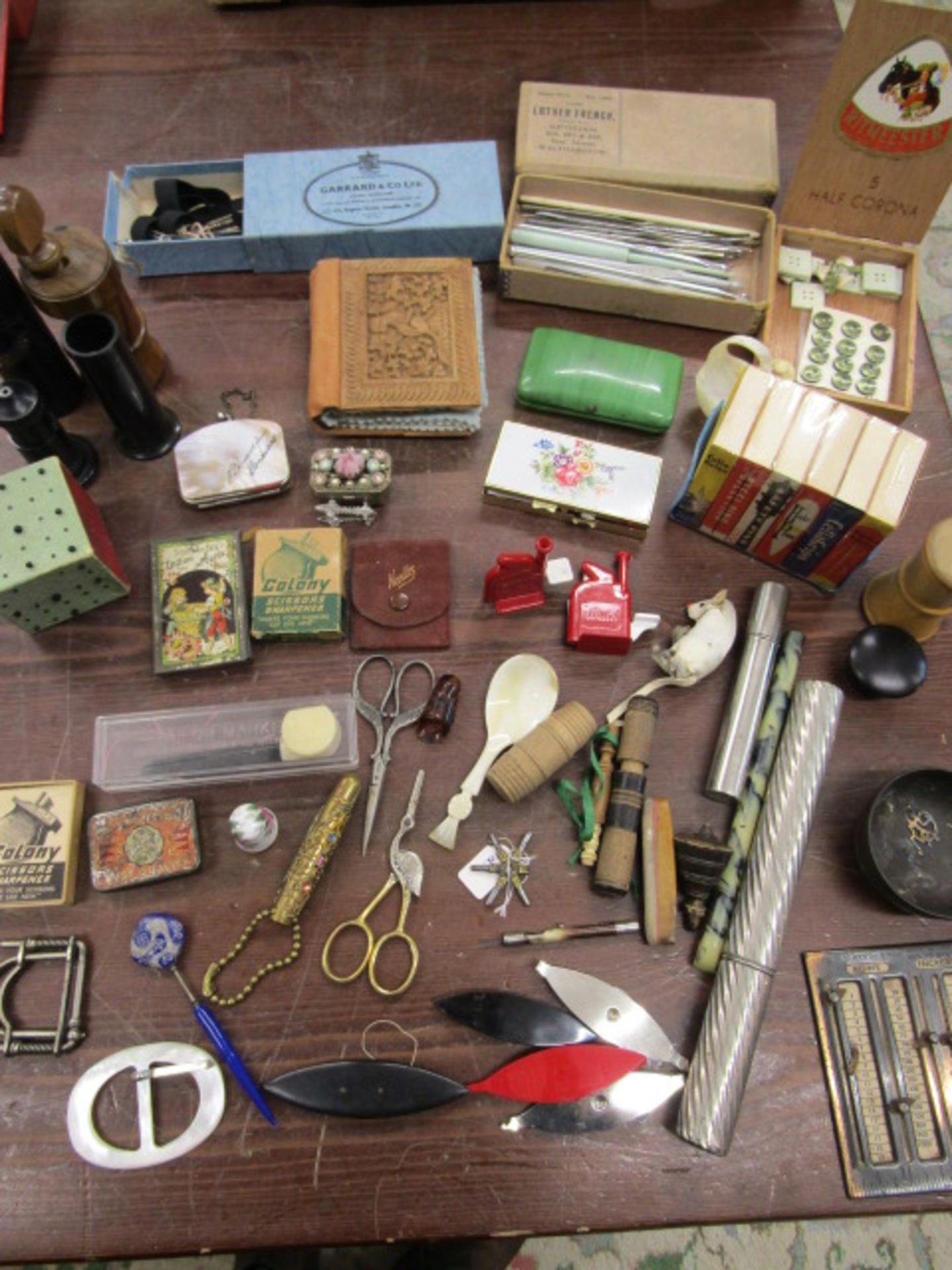 Collection of vintage and antique sewing implements