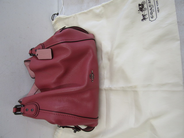 Coach pink pebble leather tote bag with dust bag