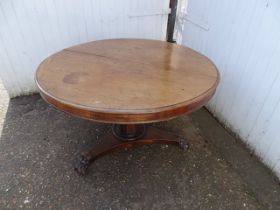 Mahogany tilt top breakfast table with Lions paw feet